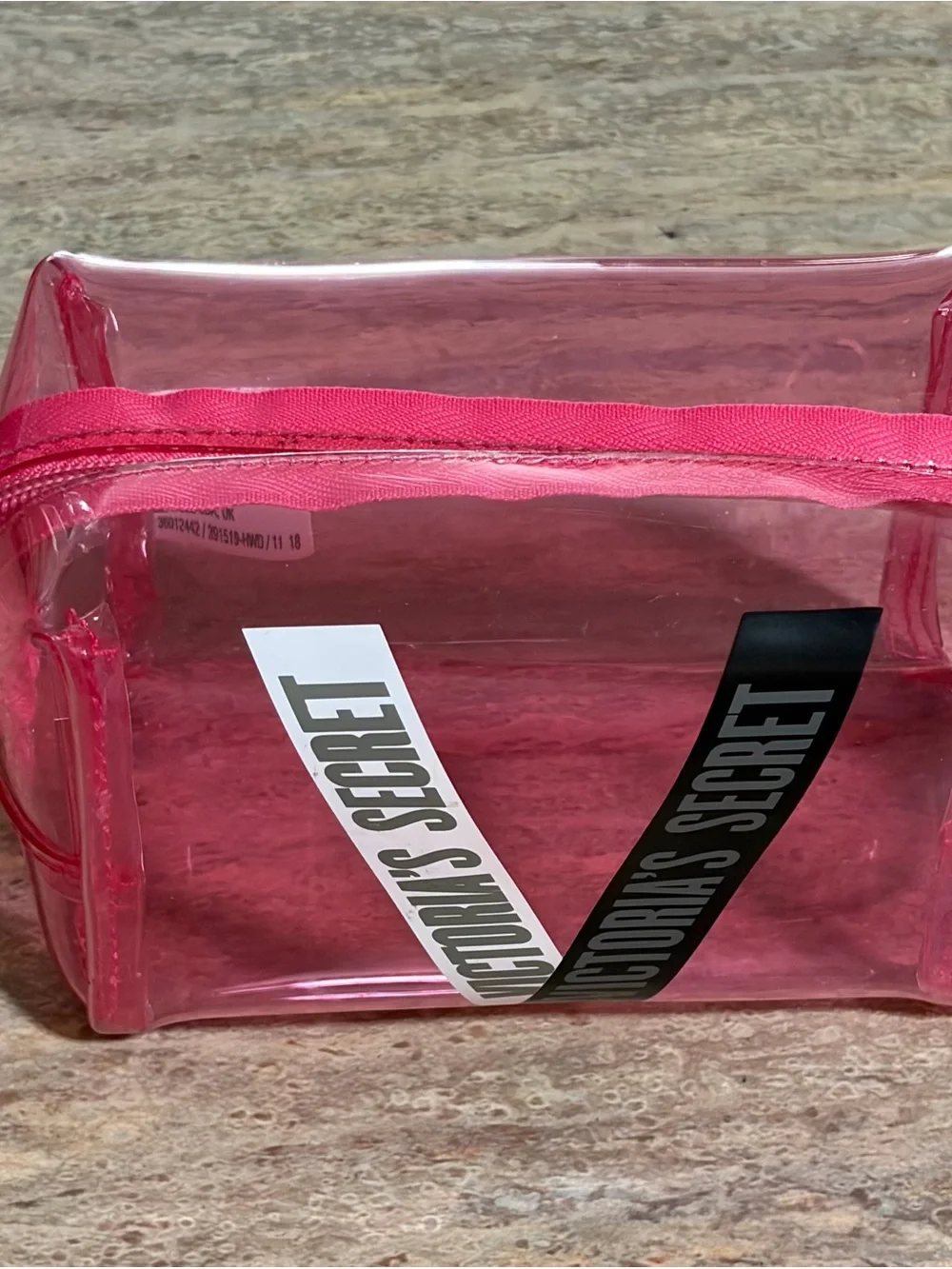 Victoria's Secret Hot Pink Clear Travel Pouch with Logo